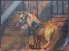 horse, grooming, brushing