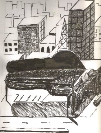 city, music, piano