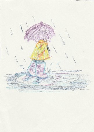 rain, umbrella, puddles