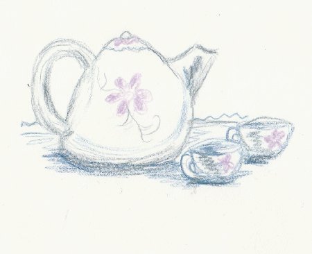 Tea, drink, Kettle, tea cups set