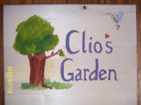 clio's garden memorial sign